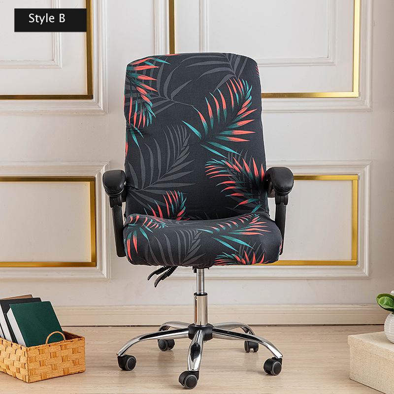 Stretch Printed Computer Office Chair Covers Universal Soft Desk Rotating Chair Protector with Zipper Removable Anti-Dust Cover
