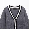 Spring 2025 Women's Fashion Cable Knit Cardigan - European & American Style
