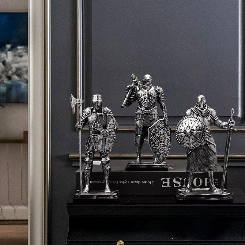 Nordic Victory Knight Resin Figurine: High-End Vintage Office Decor