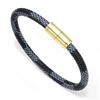 High-End Fashion Stripe Leather Bracelet with Gold-Plated Metal Accents