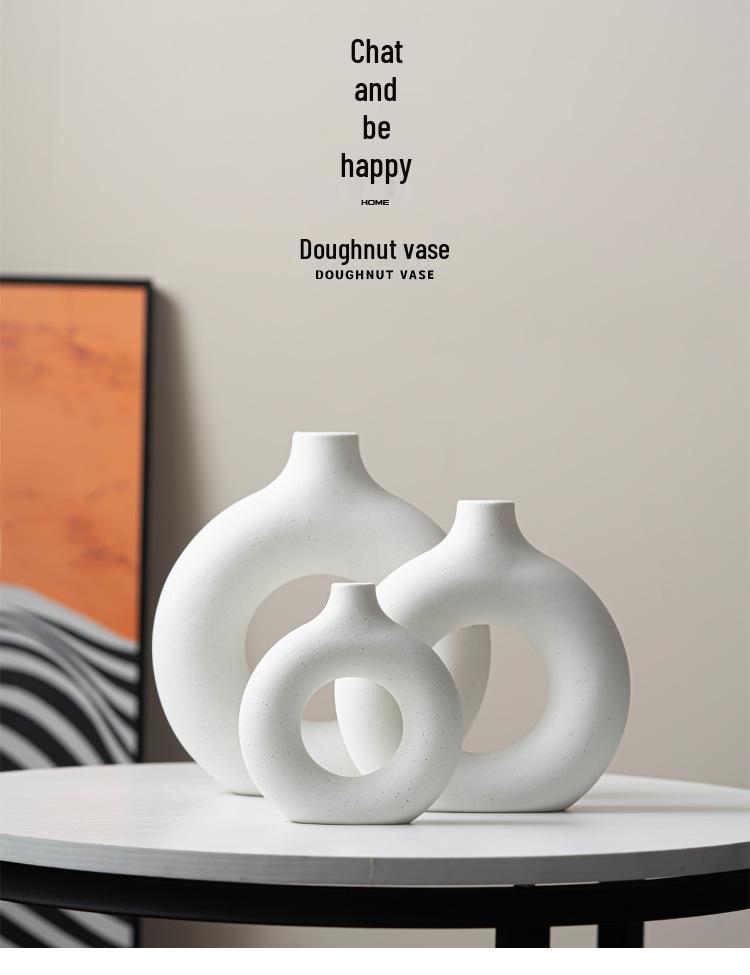 Creative Circular Ceramic Vase Set for Living Room Decor