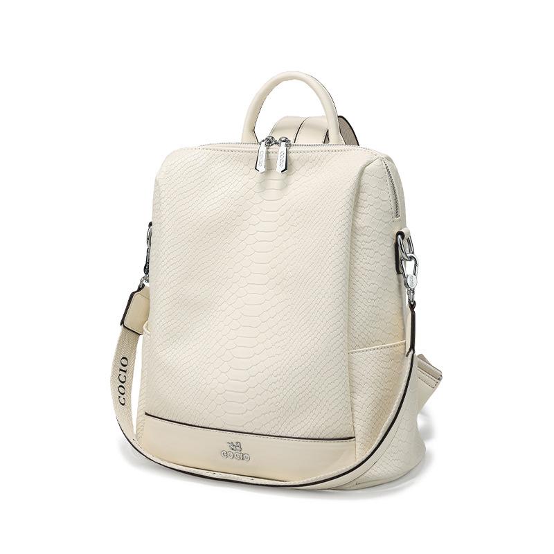 Новый рюкзак 2025 года со змеиным принтом, простой и универсальный многофункциональный рюкзак, самый продаваемый трансграничный женский рюкзак, прямая продажа с завода бежевый