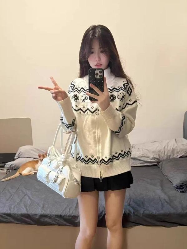 Unisex High-End Fair Isle Ethnic Style Loose Cardigan Sweater for Autumn and Winter