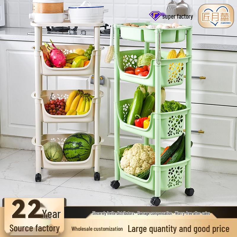 Movable Kitchen Storage Rack for Vegetables, Fruits, Spices, and Jars