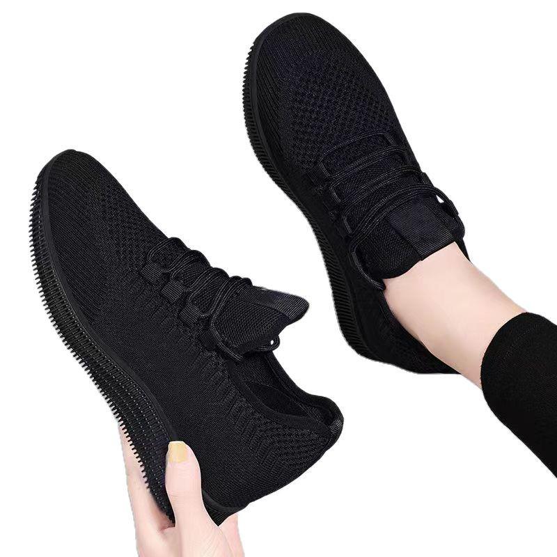 Women's Black Anti-Slip Casual Workout Shoes - Soft Sole Old Beijing Cloth for Running, Fitness, Dancing