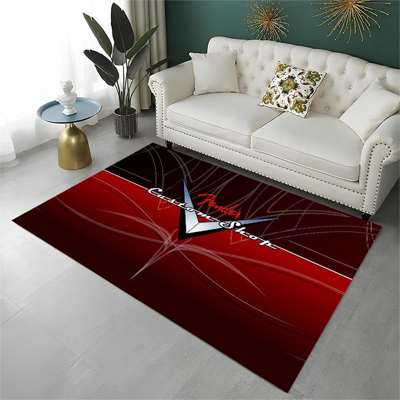 Retro Fender Logo Guitar Instruments Music Carpet Rug for Playroom Bedroom Living Room Sofa Home Decor,kid Area Rug Non-slip