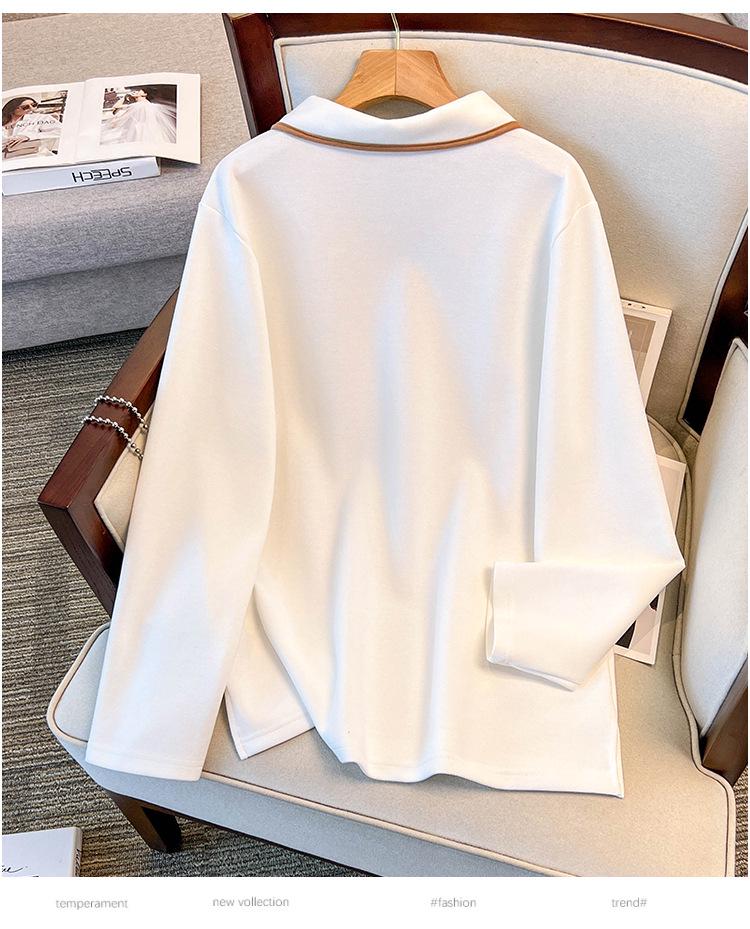 Plus Size Women's Long Sleeve Lapel Hoodie T-shirt – Slimming Summer Top for 200/300 Jin