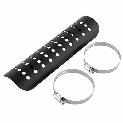 Universal Motorcycle Hole Heat Shield Straight Exhaust Pipe Cover Black