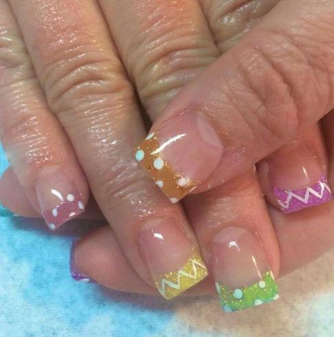 Wearable Nail Piece Nail Art Wearable Nail French Polka Dot Design False Nail Extension Removable Nail *3pcs