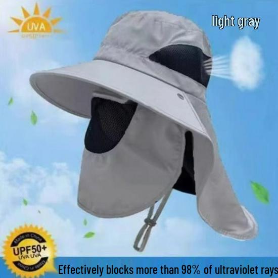Men’s Wide Brim UV Protection Bucket Hat with Face and Neck Guard