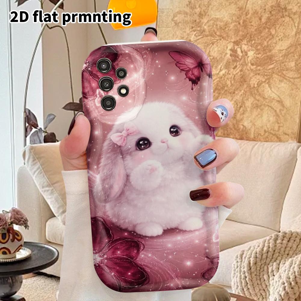 Phone Case: 2D Flat Samsung Galaxy A34 A35 M05 M06 S20 S22 S21 FE Plus 5G Protective Case, Couple Style, Lop-Eared Bunny, Christmas and Halloween Gift