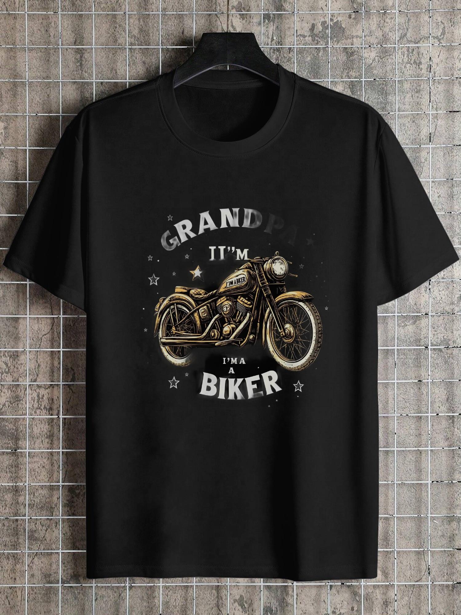 1pc golden motorcycle detailed graphic black T-shirt L