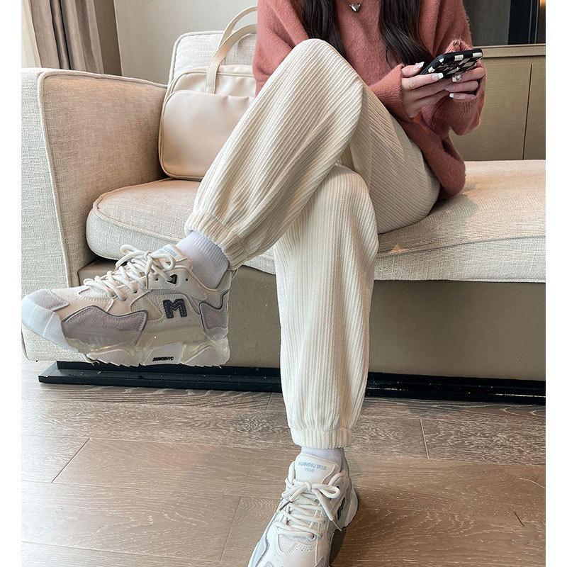 Corduroy pants women's autumn and winter new corset pants Harlan sweatpants casual fleece thickened sweatpants