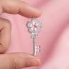 Cherry Blossom Key Necklace Pendant Pink Enamel Alloy Choker Romantic Jewelry Gift for Women Girlfriend Mom