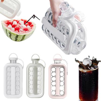 Ice Cube Mold with Lid 1.2L High Capacity 2 In 1 Ice Bottle Ice Cube Tray Foldable Odor-Free Ice Hockey Maker