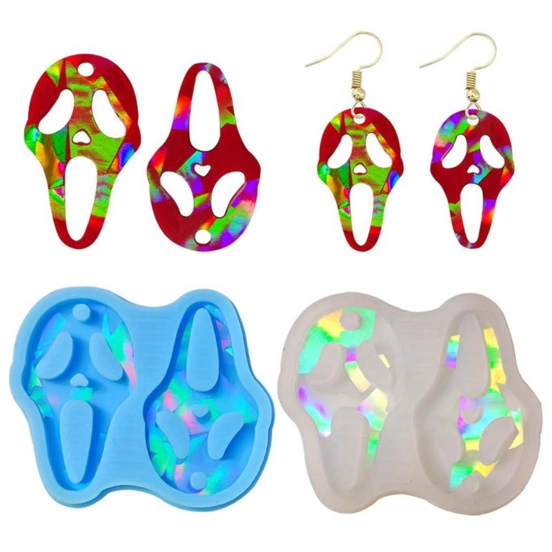 Silicone Mold for Earring Pendant Holographic Grimace Earring Resin Mold Funny Face Shape Earring Charm Epoxy Molds