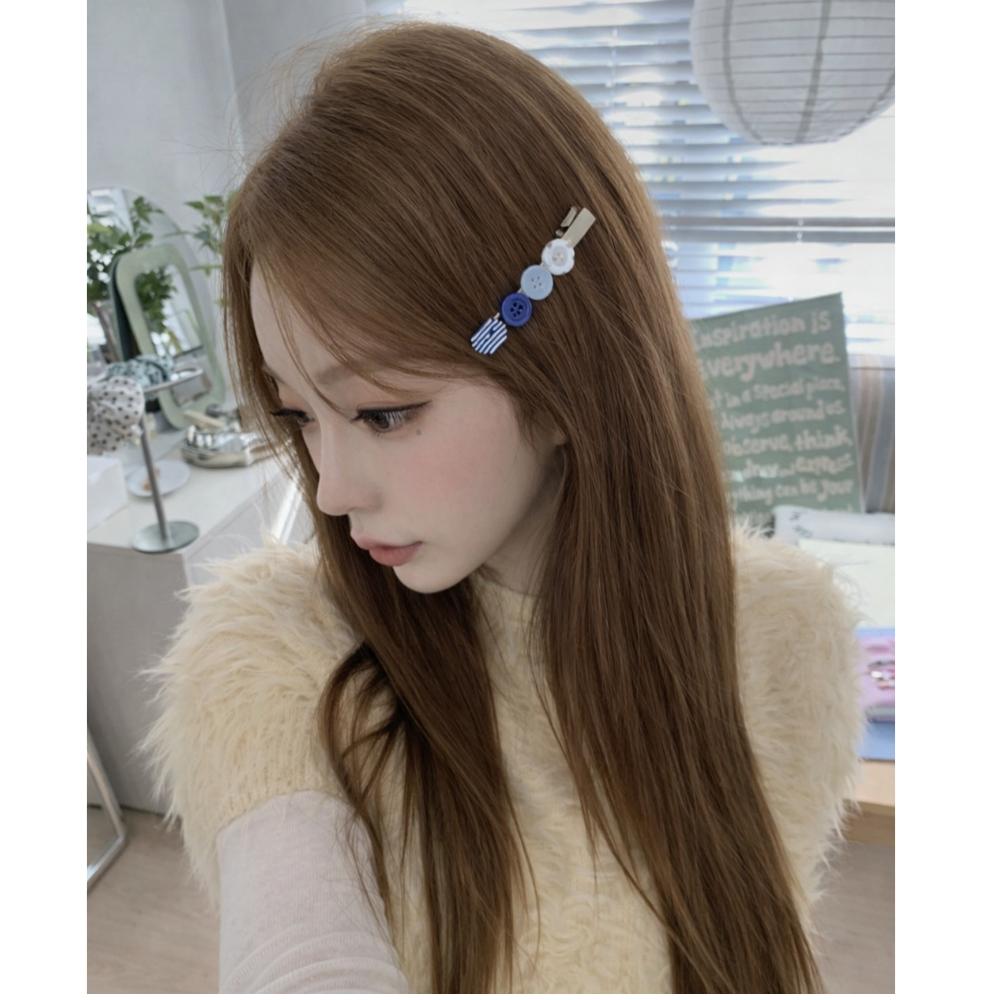 Button Accent Hair Clip 4PCS Set