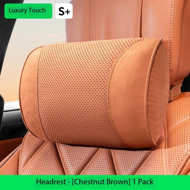 Luxury Car Seat Headrest Neck Pillow Breathable Suede Seat Lumbar Support Cushion All-season Neck Rest Cushion Protection Pillow