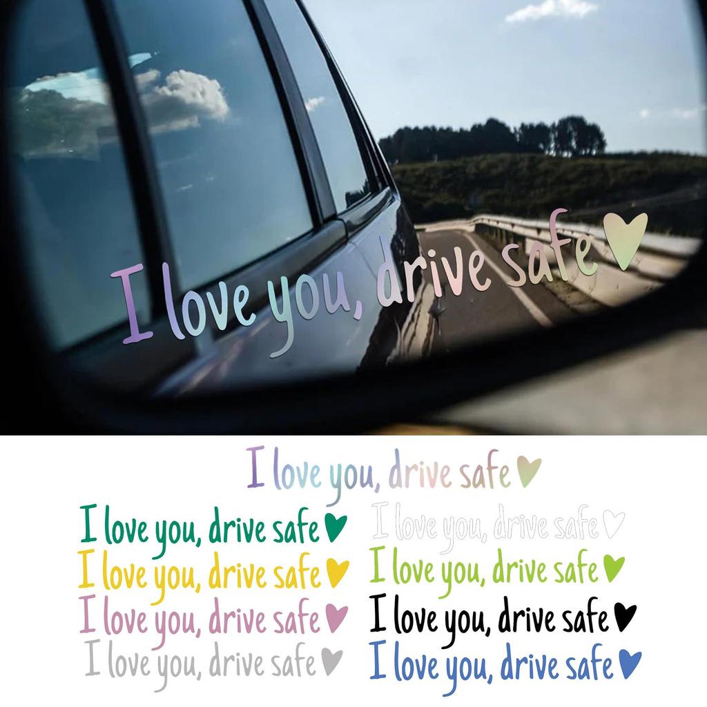 New Rearview Mirror Decal Car Stickers And Decals I Love You Drive Safe Emblem Labels For Truck Bumper Vehicles Exterior Decor