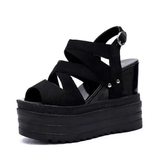 Fashion 12CM Open Toe Platform Mules Sandals  Ladies' Slippers Platform Luxury Slides Slipers Women Designer Summer Rome Slippers Platfo