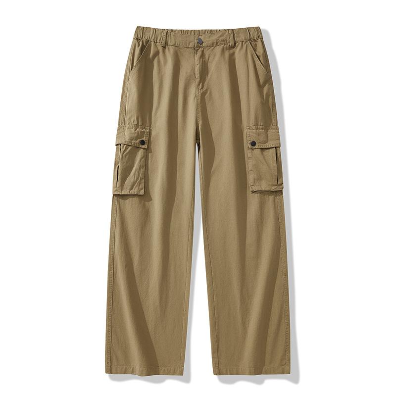 Spring High-end and Versatile Loose Cotton Casual Pants for Boys In Summer Loose Straight-leg Multi-pocket Pants for Men