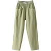 Women's Slimming High Waist Cotton Linen Pants - Korean Style, Loose, Nine-Point Length Casual Straight Leg