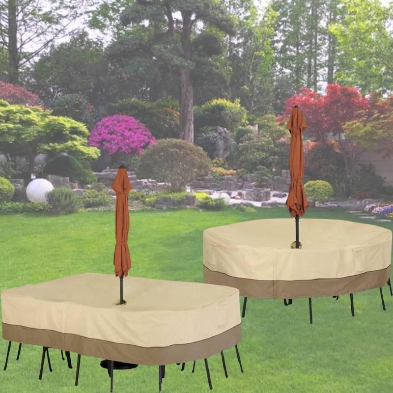 Durable 190t Silver-coated Oxford Fabric Garden Furniture Dust Cover Beige And Coffee Color