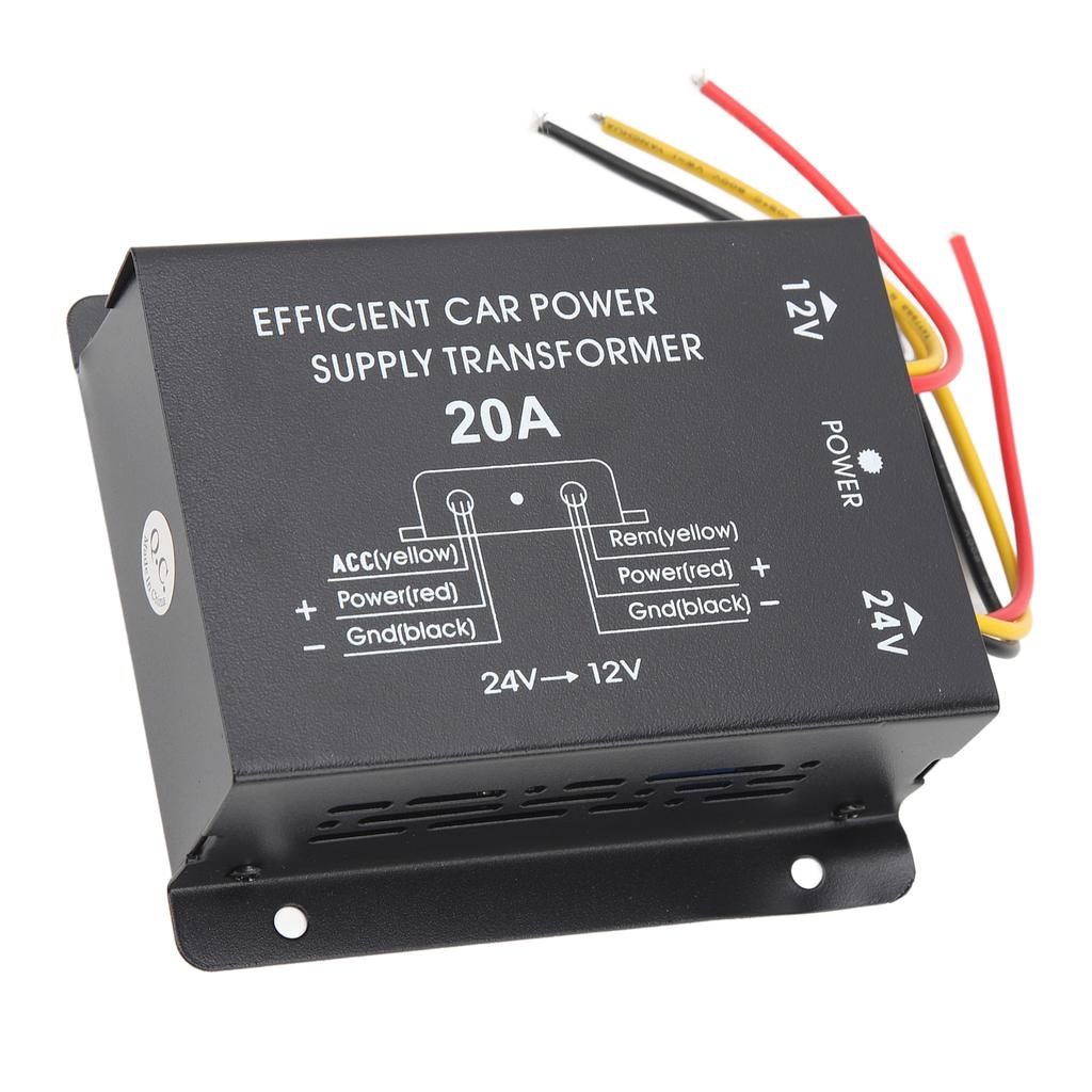 Car Electric Converter 20A 24V To 12V DC Electric Power Transformer Adapter for Walkie Talkie Car Display Truck Bus