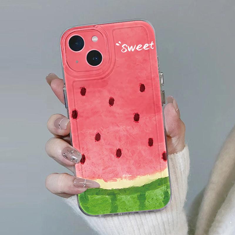 Applicable To iPhone17 ProMax Summer Watermelon Cartoon Space Phone Case Apple 16 Transparent 14/15 Niche