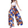 2024 Retro Floral Print Waist-Cinching Wide-Leg Pants for European and American Women