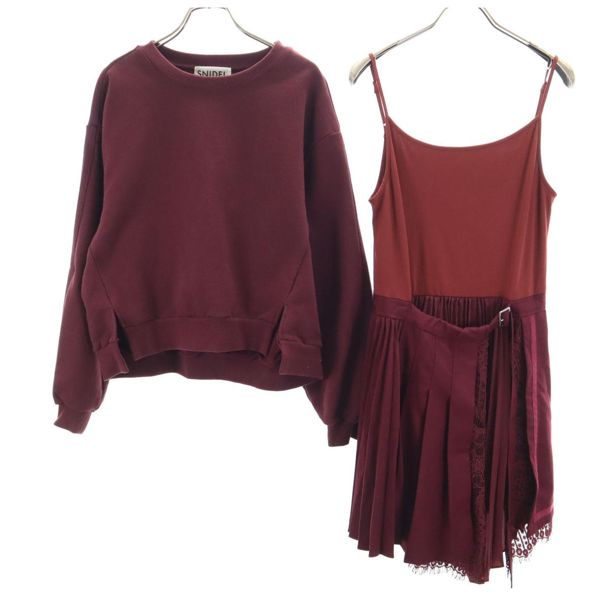 

SNIDEL Long sleeve Sweat docking one piece Purple Women Used