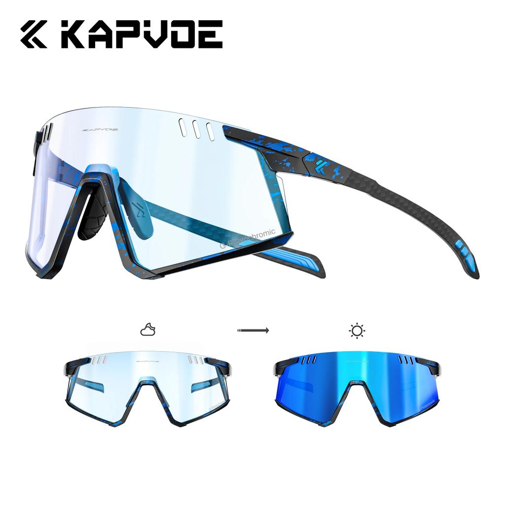 Kapvoe Real Carbon Fiber Sunglasses for Men Photochromic Glasses Ultralight Running Glasses Driving Golf Sports UV400 Women