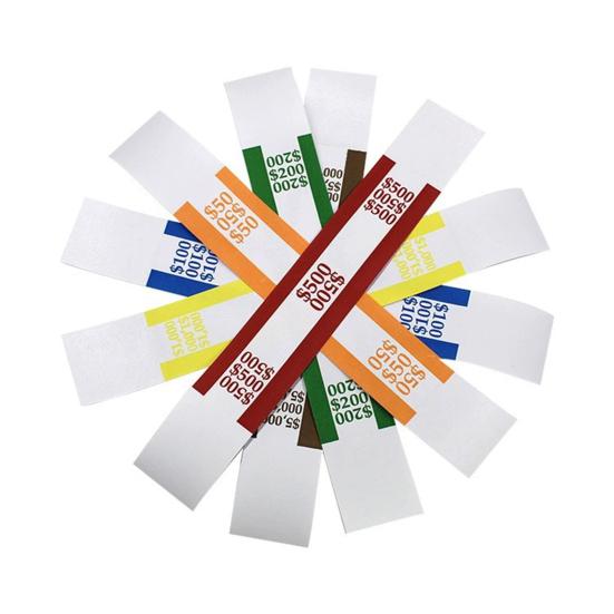 450Pcs Money Band Bundle 9 Color Self-Sealing Cash Straps Denomination Sorting Ideal for Banks Retail Hospitality