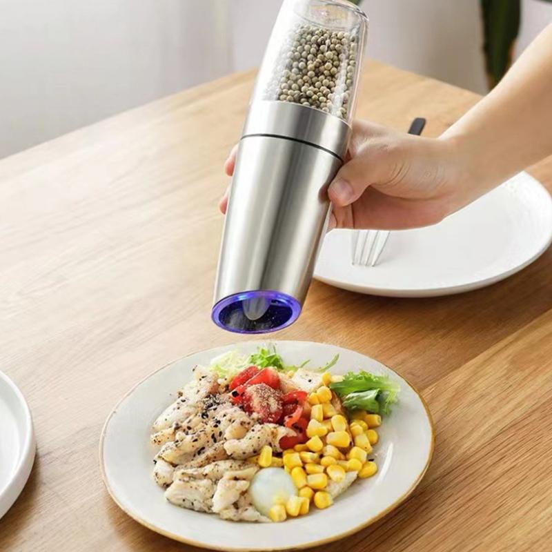 Electric Pepper Grinder Salt And Pepper Grinder Adjustable Coarseness Spice Mill With Led Light Kitchen Tool