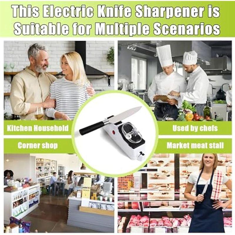 Electric Knife Sharpener,Knife Sharpener Tool For Quick Sharpening&Polishing White Plastic