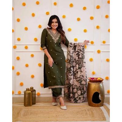Indisches Bollywood Kurta Hose Dupatta Set Damen Designer Ethno Oberteil Tunika Kurti VFP-1863a