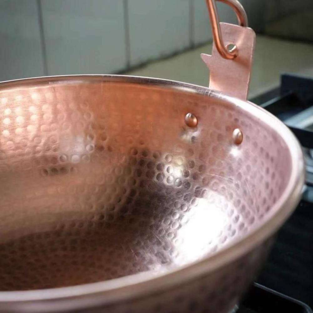 Vintage Copper Hanging Pot,Outdoor Camping Thickened Pot Cooking Utensil Simmering Pasta Stewing,Handcrafted Hammer Texture Pot