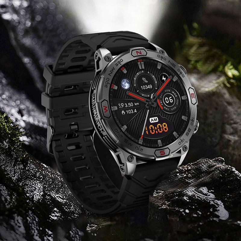 SCIONE Smart Watch Heart Rate Bluetooth Call Voice Assistant Compass Flashlight Step Outdoor Sports Watch
