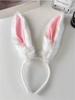 1pc Women Plush Rabbit Ear Decor Fur Costume Headband, Elegant Boho Style Autumn/Winter