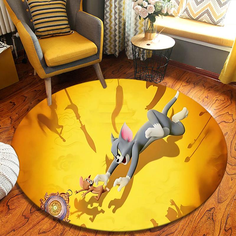 1Pc Classic Chase Adventure Flannel Round Rug Soft Non Slip Circular Office Carpet Floor Mat Bedroom Living Room Xmas Gift Q1318