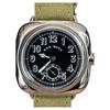 Military Watch Cushion Watch Black Dial Green Cloth Strap [M.R.M.W.]