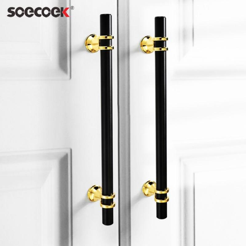 Modern T-Shape Cabinet Pull Handle Zinc Alloy Black Gold Single Hole Drawer Wardrobe Door Hardware