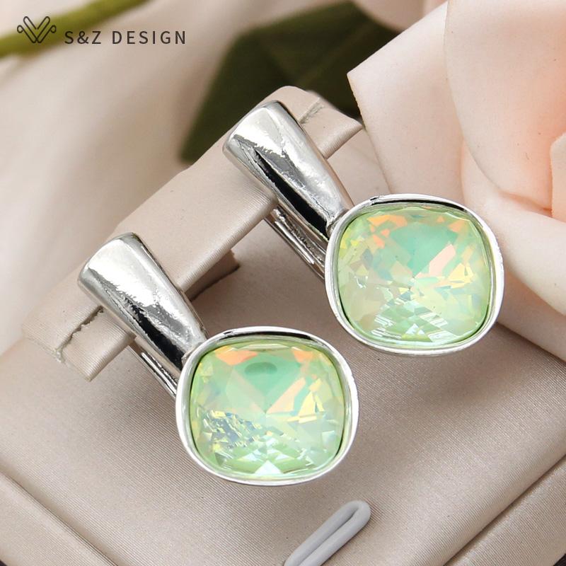 

Модные квадратные серьги цвета розового золота с красочными кристаллами для женщин, свадебные стильные ювелирные изделия, серьги-капли