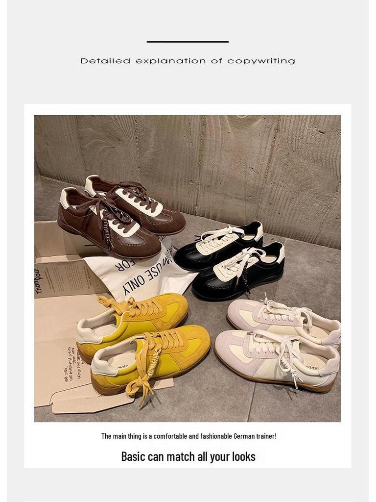 Women's Retro Colorblock German Trainers 2025, Versatile Inner Heightening Round Toe Lace-up Casual Sports Shoes, Forrest Gump Style.