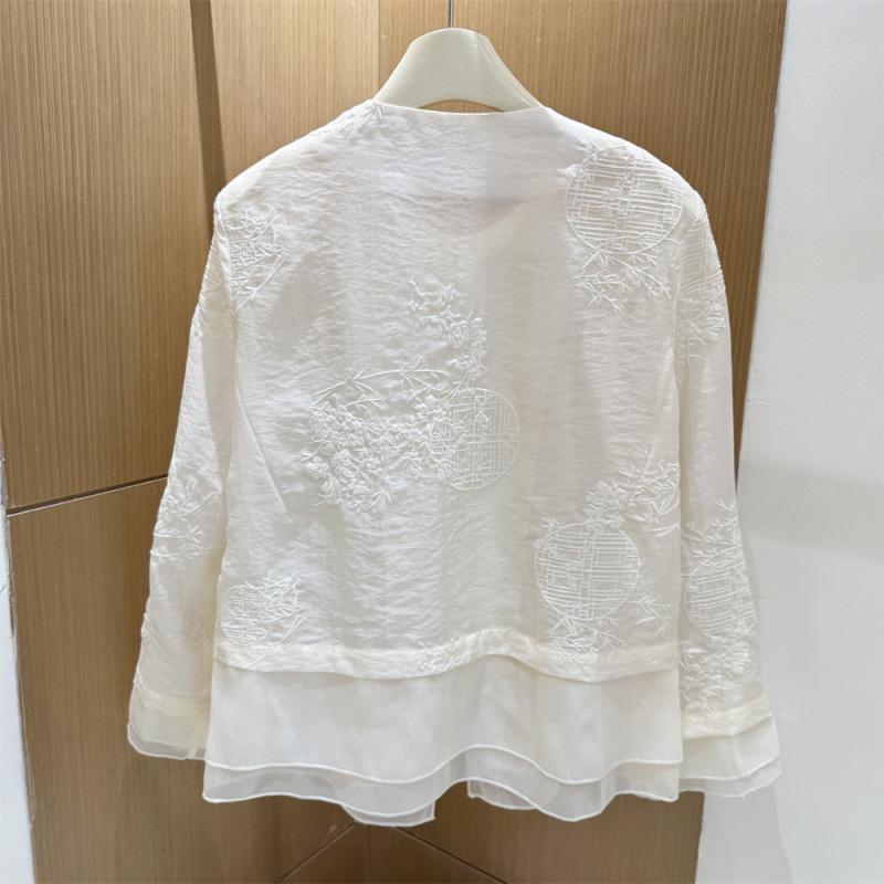Women's Spring High-End Embroidered Jacket with Frog Button Closure