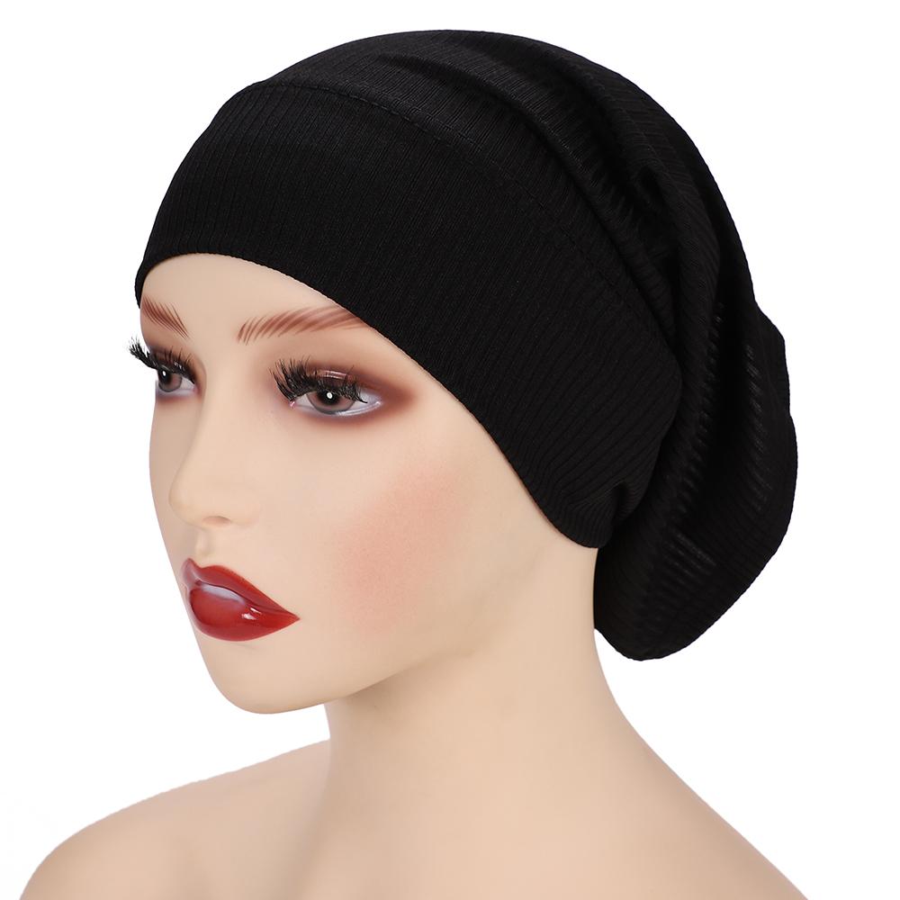 Muslim Ribbed Inner Hijab Caps Islamic Tube Underscarf Bonnet Stretch Headband Turban Musulman Femme Head Wraps