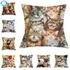 Cute British Cat Golden Retriever Print Linen Cushion Cover Animal Pet Decorative Pillow Cover For Home Car Decoration
