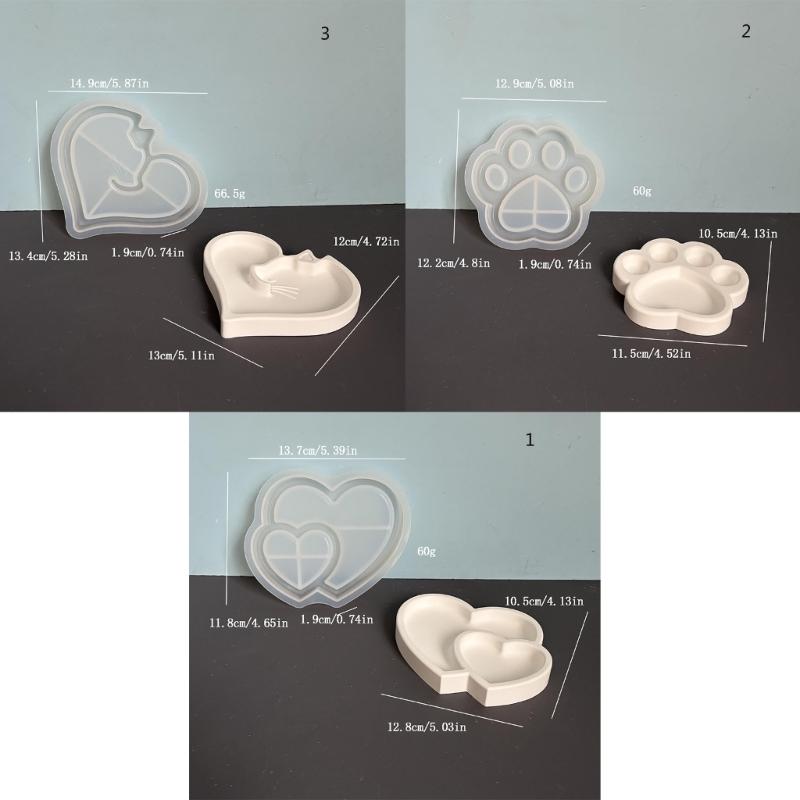 Heart/Cats Paw Shape Silicone Plate Mold Holiday Crafting Moulds for Crafting Special Resin Home Decoration Items