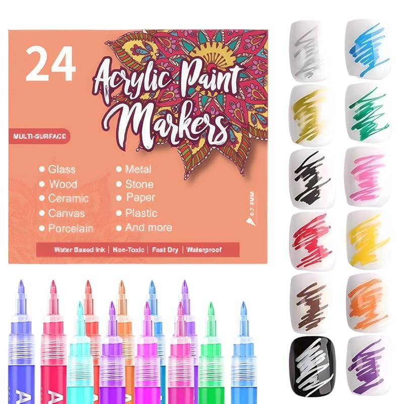 3D 0.7MM Quick Dry Essentials Nail Art Pens Set Spring Summer for Nail Art Design Acrylic Paint Makers Drawing Point Liner Pen Dotting Tools