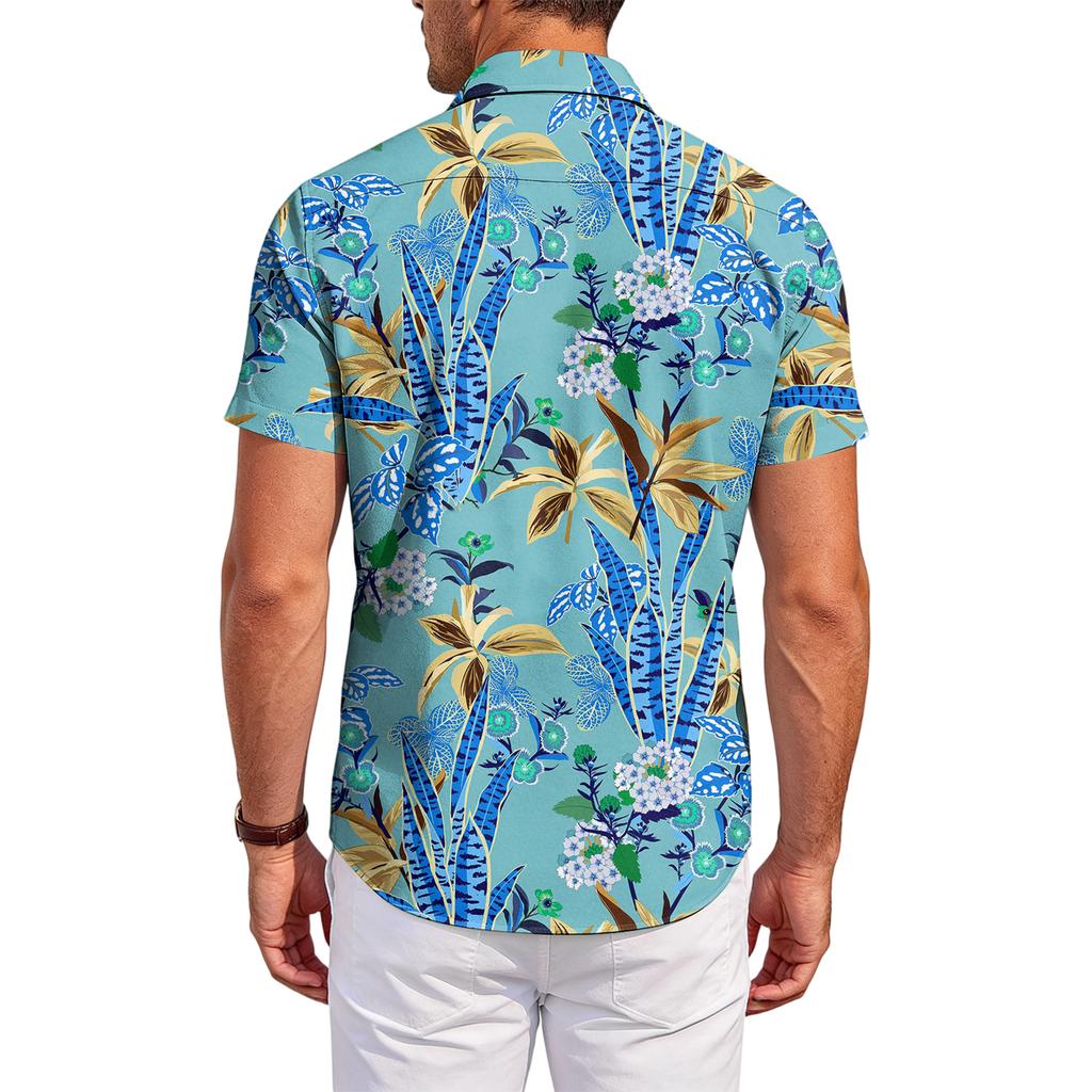 Men's Casual Fashion Printed Short,Sleeve Shirt